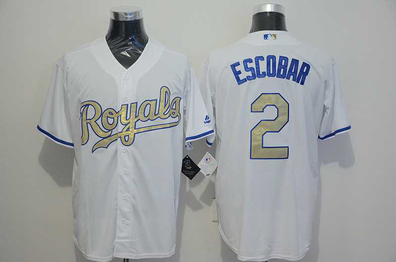 Kansas City Royals #2 Alcides Escobar White New Cool Base Gold Program Stitched Baseball Jersey,We sell and wholesale Kansas City Royals #2 Alcides Escobar White New Cool Base Gold Program Stitched Baseball Jersey on line form chian!
